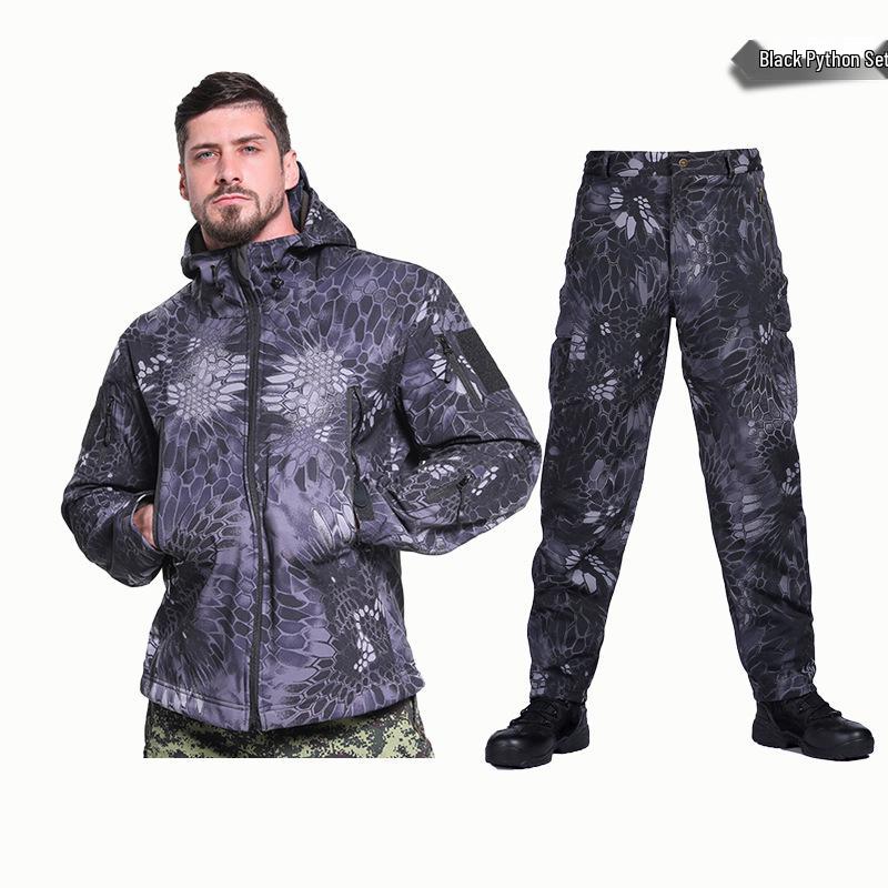 Водонепроницаемый горнолыжный костюм Alpha Green Tactical Sharkskin: Камуфляжный мягкийshell комплект с теплым флисом