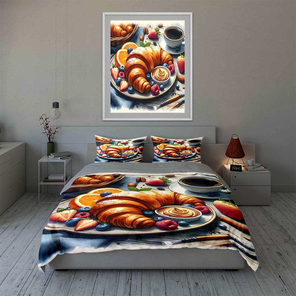 Breakfast-themed design. Bedding Duvet cover sets Duvet covers Pillowcases gifts (1 * Duvet Cover 2 * Pillowcases, without duvet insert)
