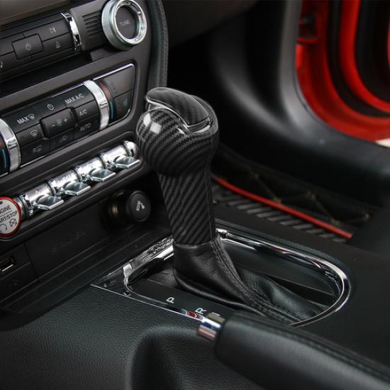 Gear Shift Knob Cover Trim Shifter Head Decor for Ford Mustang 2015+Carbon Fiber