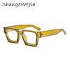 Yellow Square Glasses Women Fashion Oversized Clear Lens Eyeglasses Female Vintage Big Frame Computer Goggles Eyewear Spectacle
