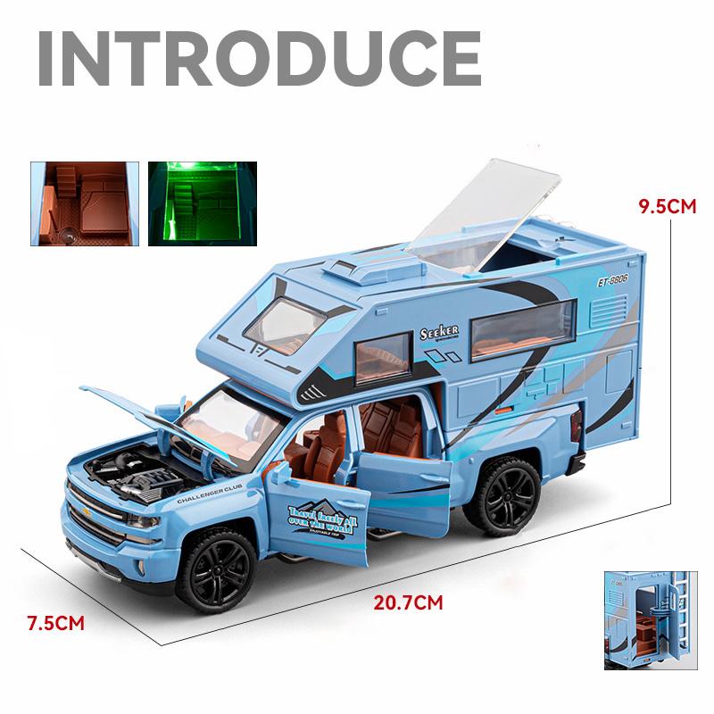 1/32 Chevrolet Silverado Автодом RV Модель автомобиля из сплава Звук и свет Детская игрушка Коллекционные предметы Подарок на день рождения