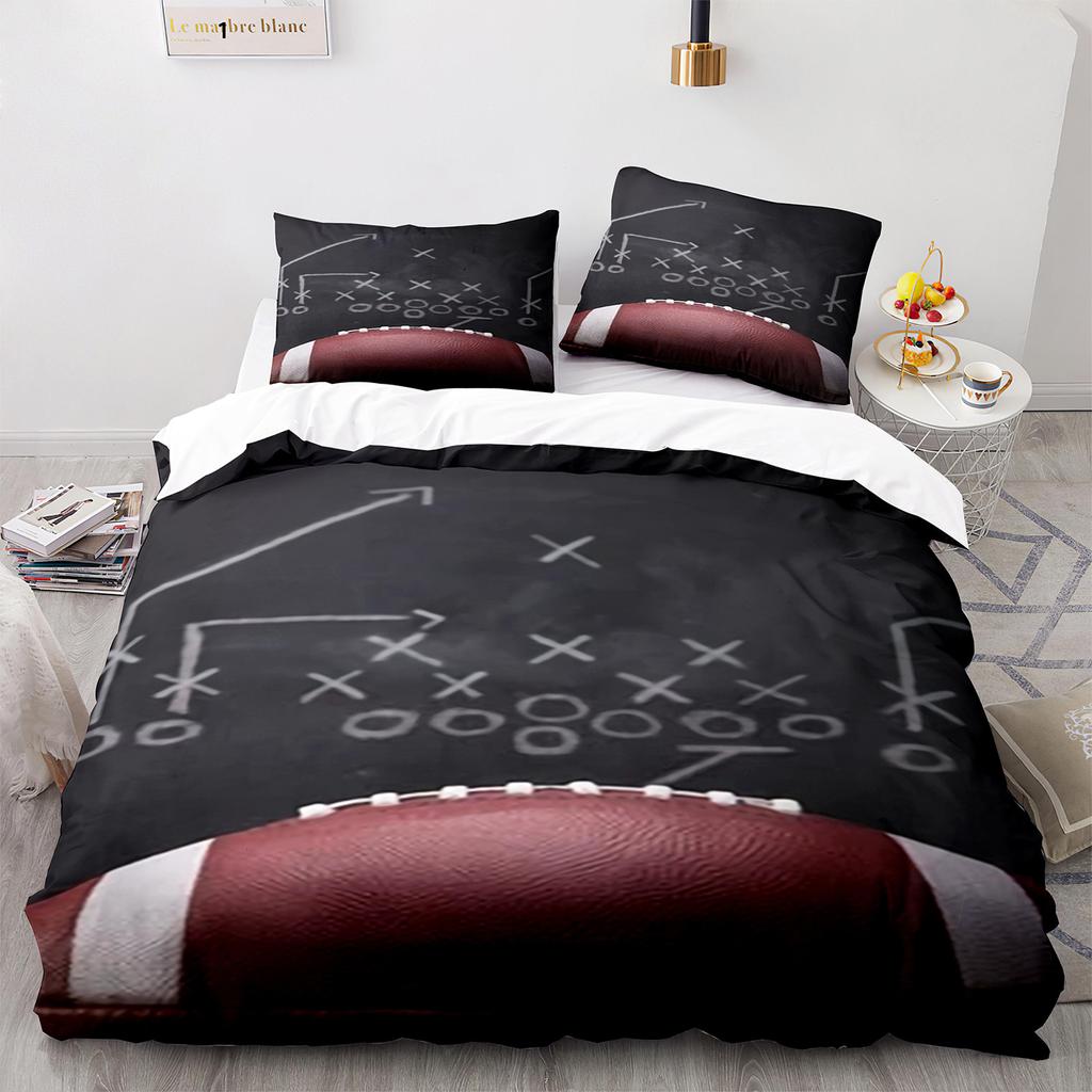3PC America Football Bedding Microfiber Full/Queen/King/Twin Sport Duvet Cover Set for Boys Girls Teen Speed Victory Quilt Cover