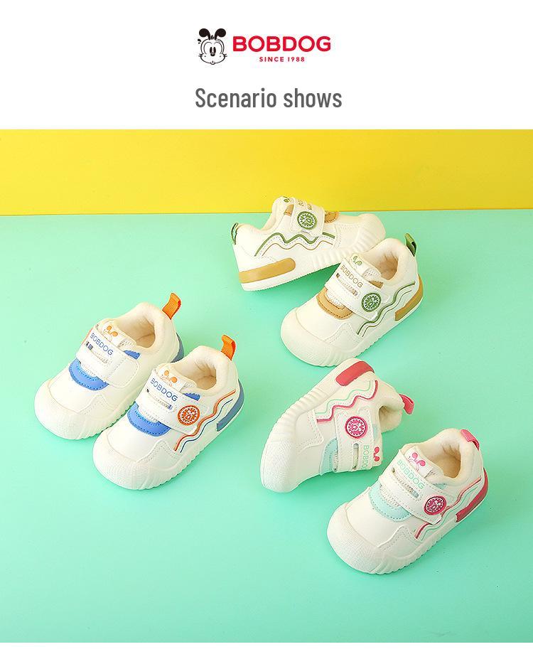 Зимние велюровые ботинки Babu Dou для малышей и детей ясельного возраста для прогулок - Теплые хлопковые повседневные кроссовки, Возраст 1-3 года.