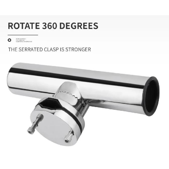 1-1/4'' to 2'' Stainless Steel 360° Clamp Fishing Rod Holder Boat Accessories Marine Suitable For 32-50MM Pipe