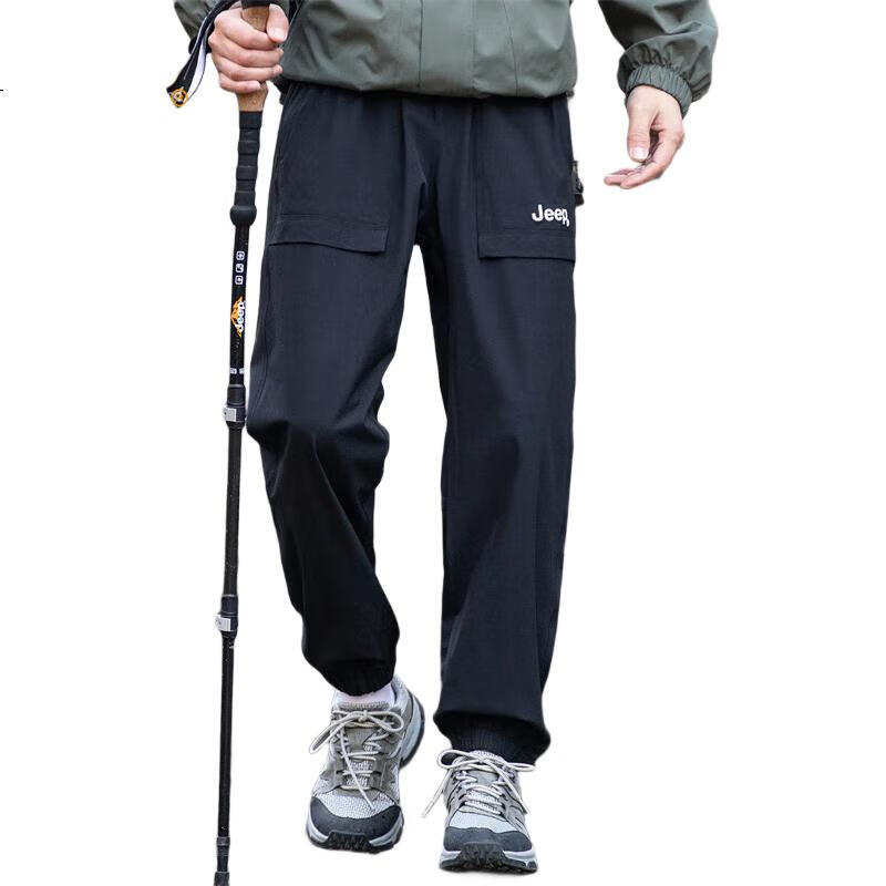 JEEP Men's Cargo Pants, Tactical Casual Trousers, Summer Sports Pants, Paratrooper Long Pants, Army Green, M