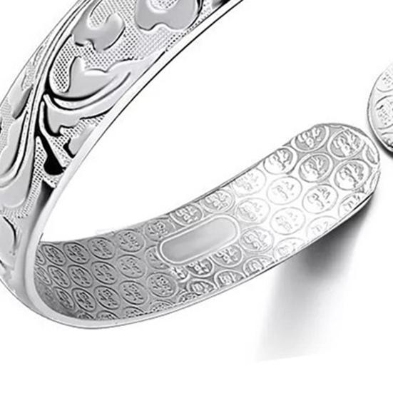 Женский браслет-открытие, регулируемая окружность, цветочный тисненый, гладкий, полированный, широкий, на запястье, ювелирное изделие