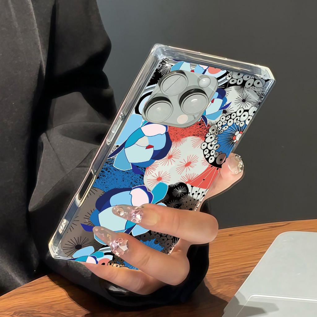 Прозрачный квадратный чехол-трубка для защиты iPhone 12 15 Plus 13 16 ProMax 14 Pro Max 11, защита от окисления, чехол с рисунком в стиле хип-хоп бренда