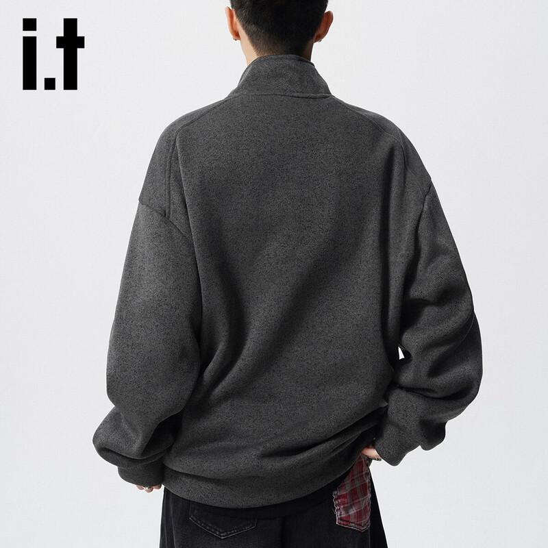 Мужская толстовка izzue в американском ретро стиле, оверсайз, с молнией до середины и воротником-стойкой