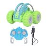 Remote Control Car Toy 2.4G Rechargeable Stunt Car with Rubber Tire for Kids Children Green