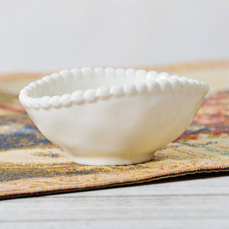 Elegant White Hand-Painted Ceramic Bowl - Small Dinner or Sauce Holder