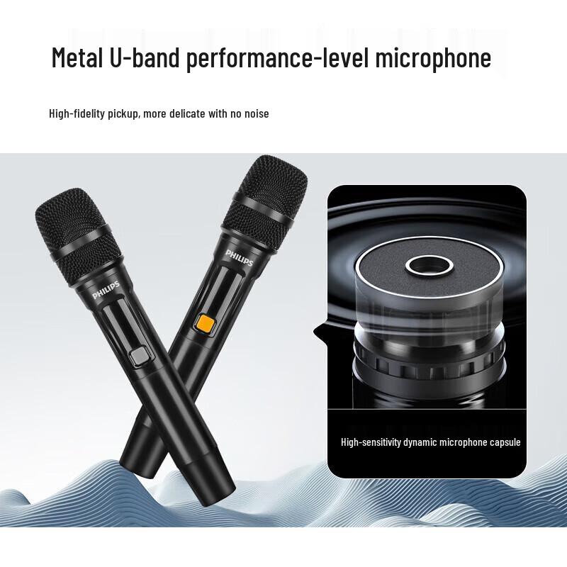 Philips Портативная караоке-колонка SD180 8 дюймов с двумя микрофонами, штекер CN (адаптер в комплекте) (Китайская версия)