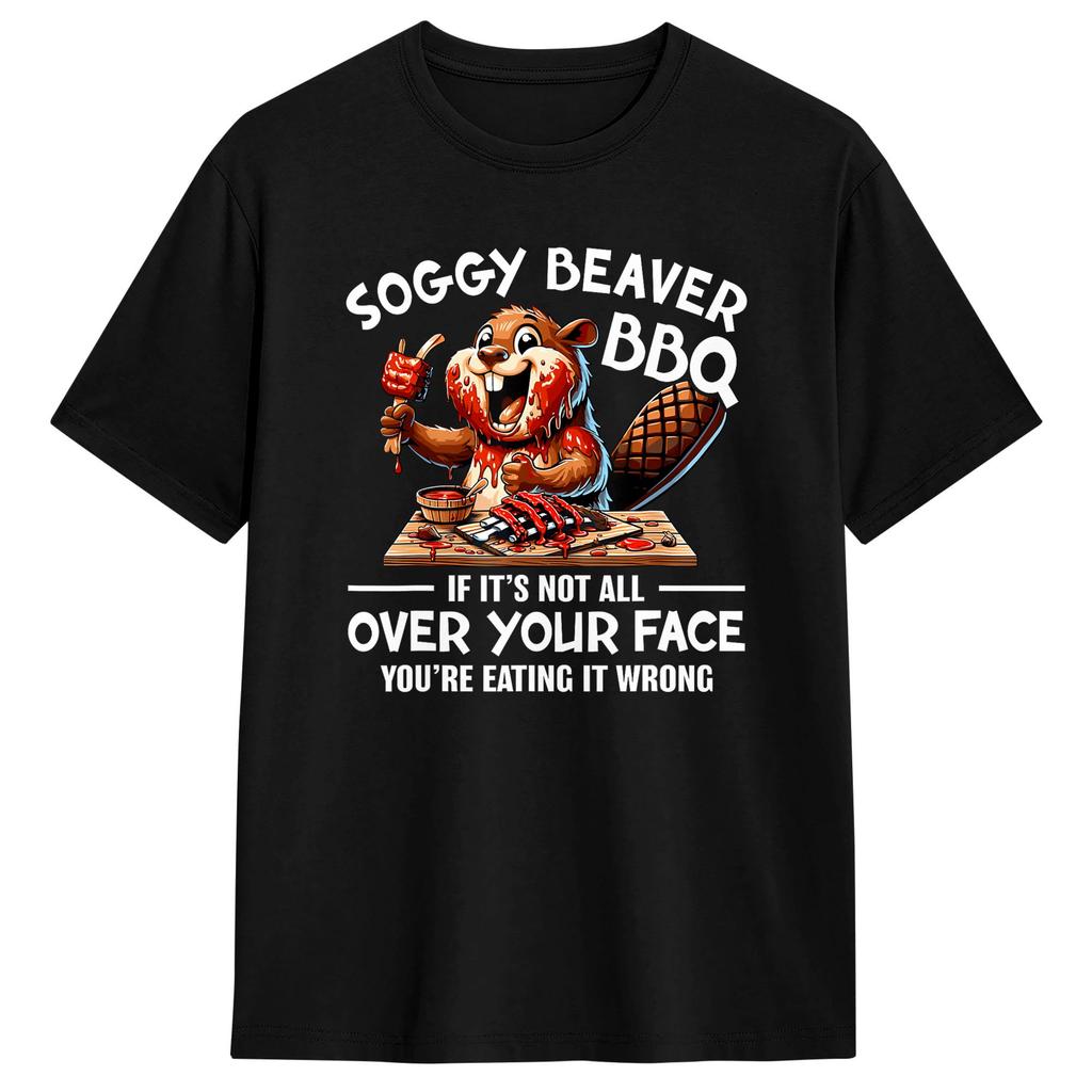 Beaver In A Canoe Funny Canoeing Tshirt Summer Pure Cotton T Shirts For Unisexs Printed Tee Shirt Short Sleeve Aesthetic Clothes