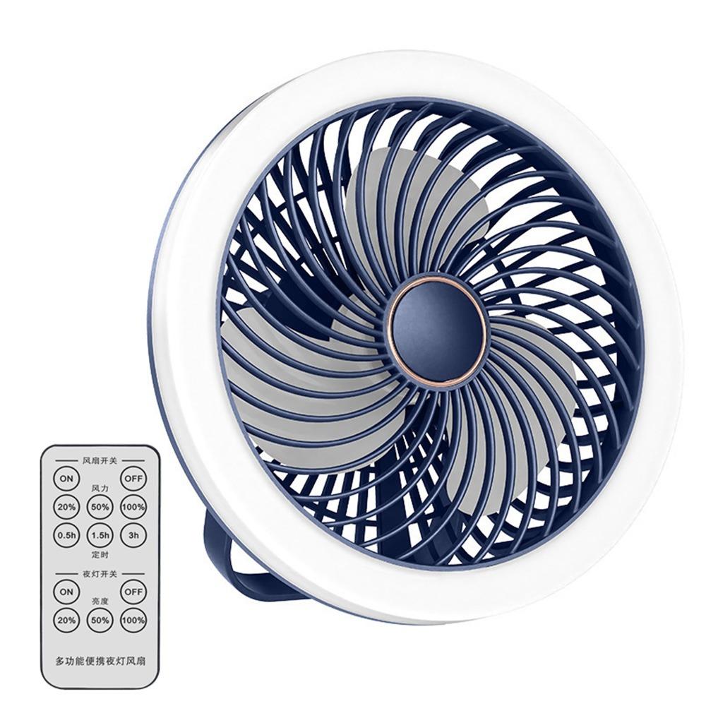 Adjustable Ceiling Fan with LED Lamp Remote Control Portable Air Cooler LED Lantern Fan Table Top