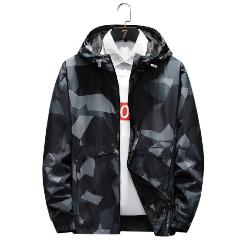 Hooded Camouflage Windbreaker Outdoor Running Quick-drying Coat Spring and Autumn Men's Light Casual Jacket Windproof Jacket