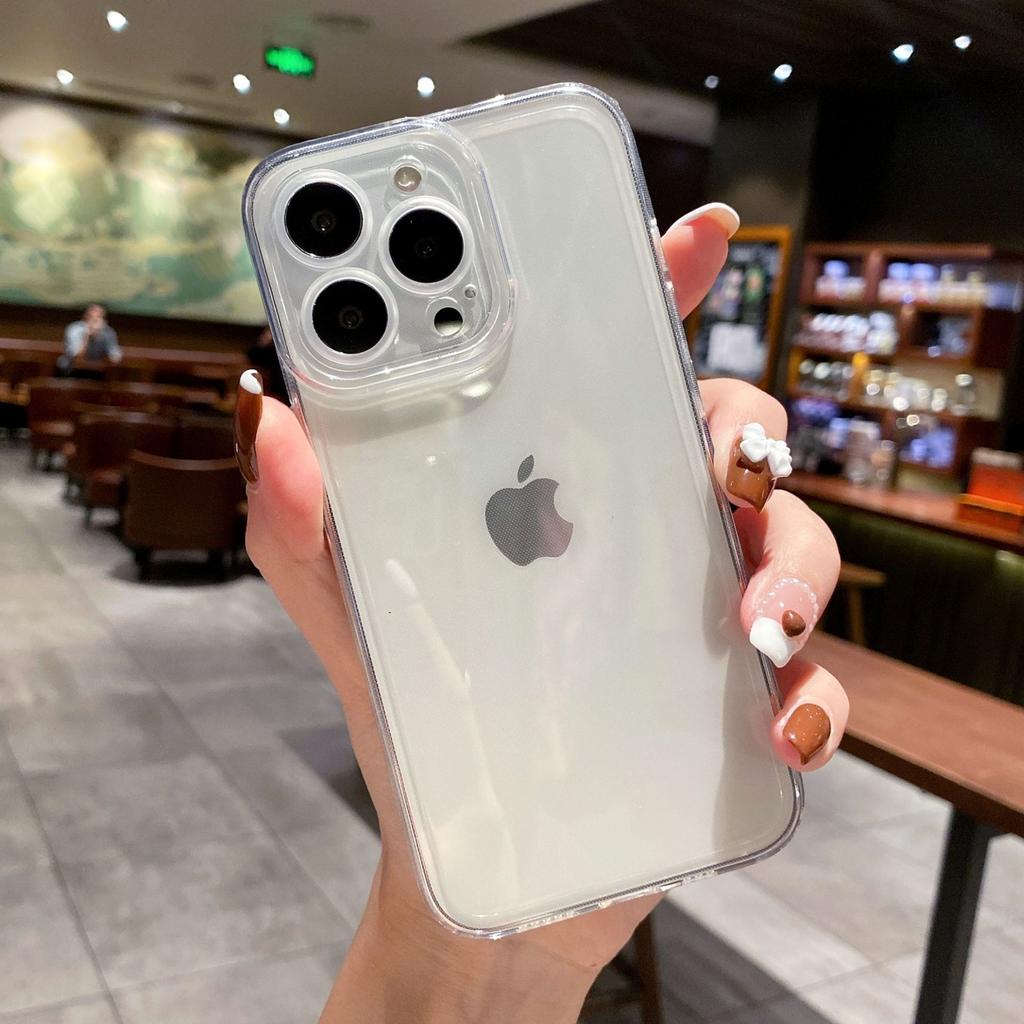 Прозрачный мягкий чехол из ТПУ с прямыми краями для iPhone 15 Pro Max, Полное покрытие, Минималистичный защитный чехол 16 дюймов