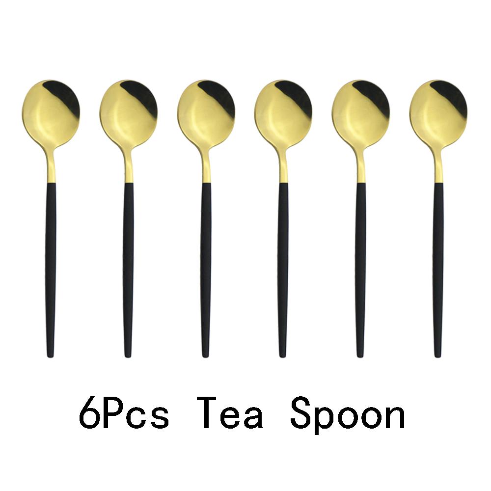 6pcs Mirror Stainless Steel Cutlery Set Multicolor Dinnerware Spoon Set Dinner Set Coffee Tea Spoon Tableware Home Kitchen Silverware