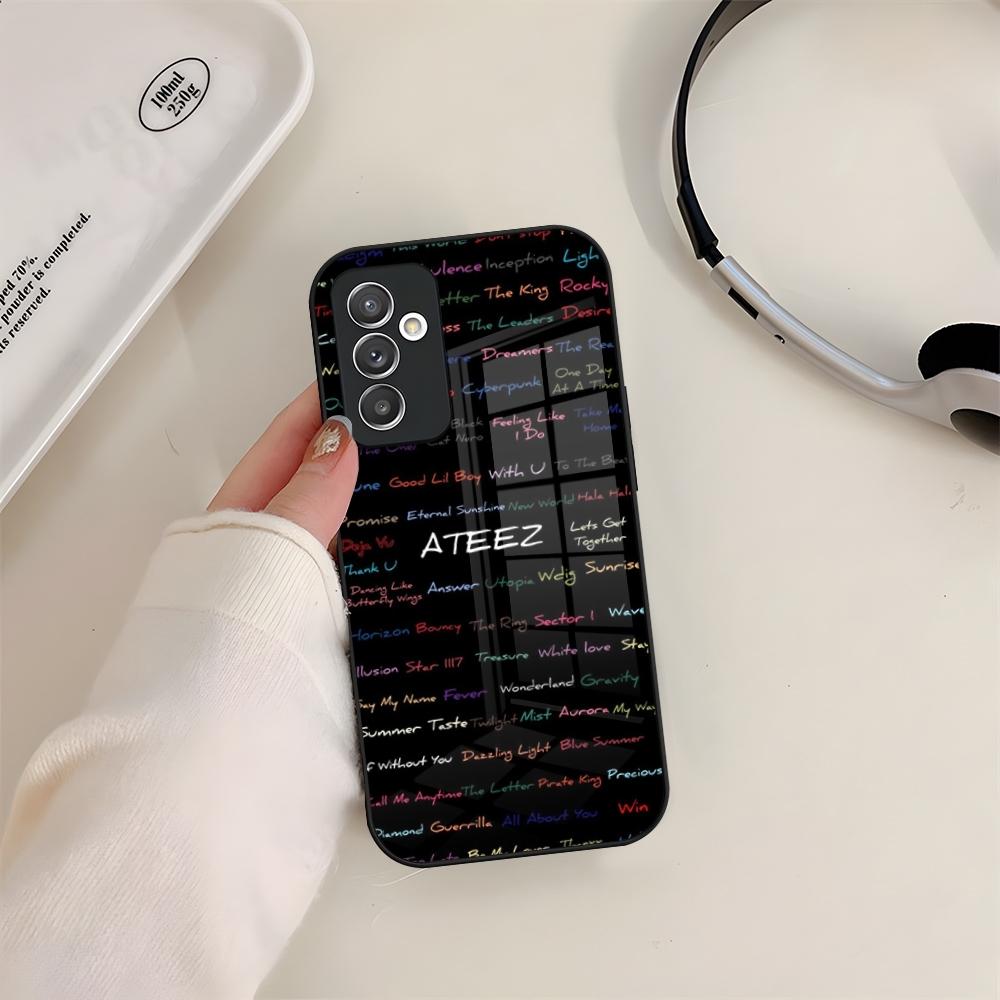 KPOP ATEEZ Логотип Чехол для телефона Стекло Для Samsung S24 S26 S23 S20 S25 S21 S22 Ultra Fe Plus A05 A06 A16 A26 A36 A56 Чехол