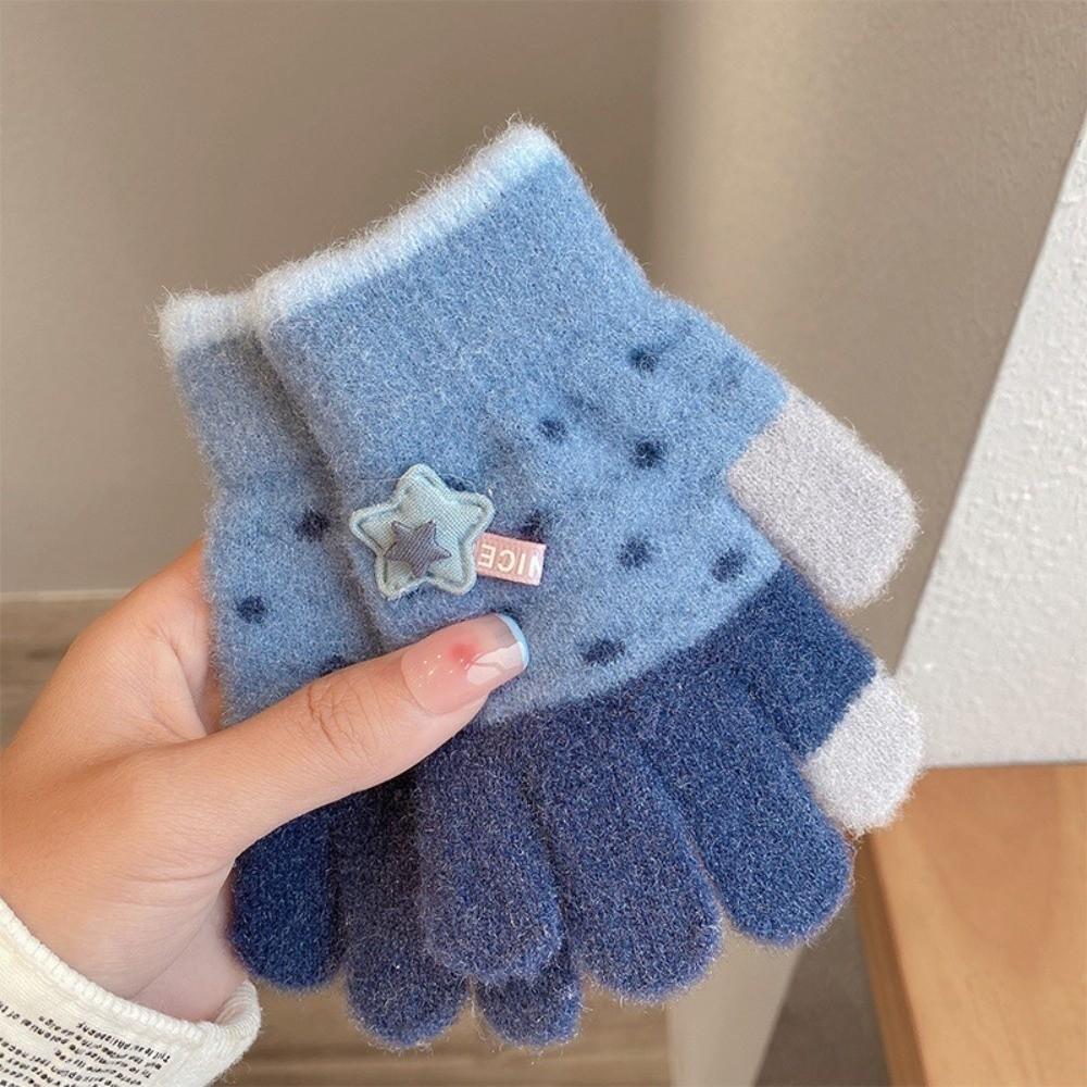 Fashion Cute Cartoon Kids Knitted Gloves Thickened Children Full Fingers Gloves Outdoor Sports Winter Warm Windproof Gloves