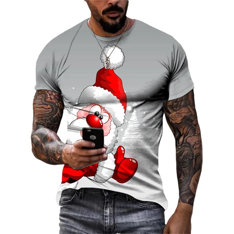 Merry Christmas Santa Claus Graphic T Shirt 3D Christmas Present Printing T-shirts For Men Kids Fashion Clothes Women Funny Tees