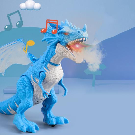 Детская электрическая летающая игрушка дракона со светящимися глазами, рев, распыление, подвижные суставы, забавная модель ходячего дракона для малышей, идеальный подарок для мальчиков