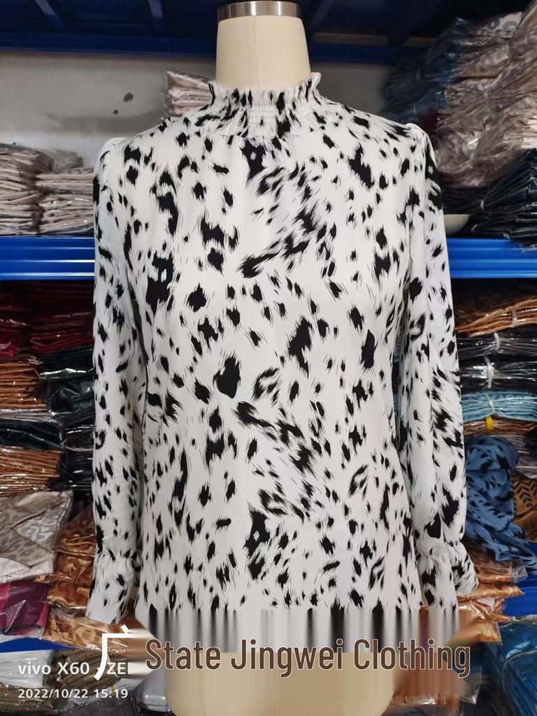 Женский пуловер из полиэстера в европейско-американском стиле, рубашка с длинным рукавом, полувысоким воротом, свободного кроя