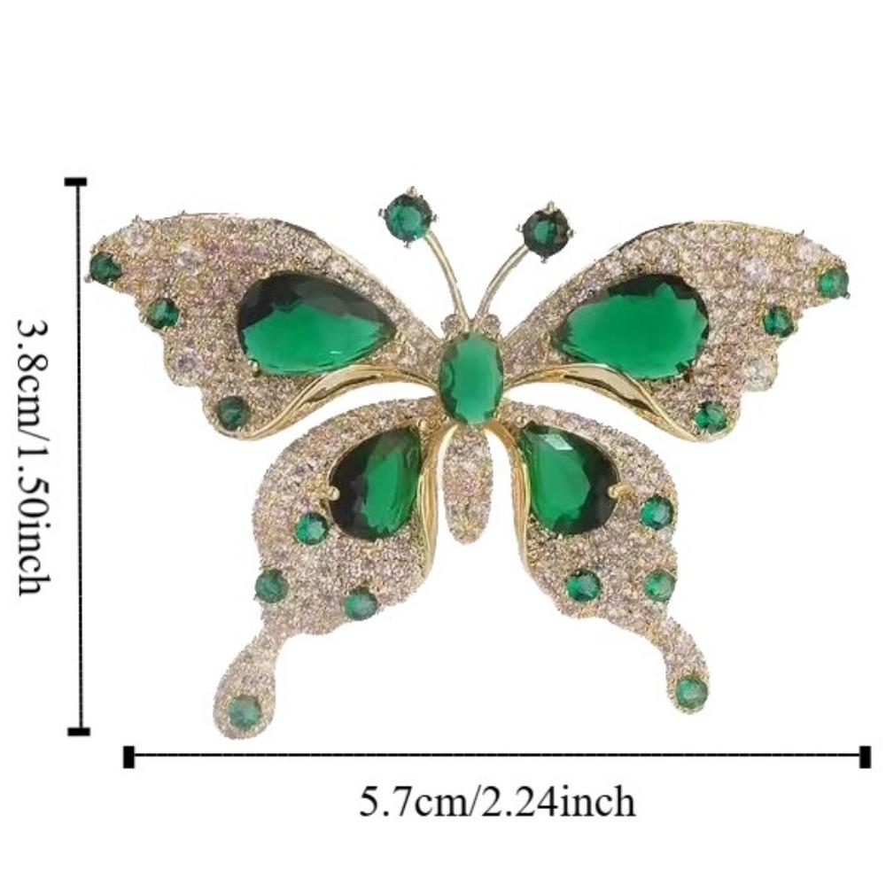 Retro Green Butterfly Brooch Crystal Butterfly Brooches Green Butterfly Suit Collar Pin  Daily