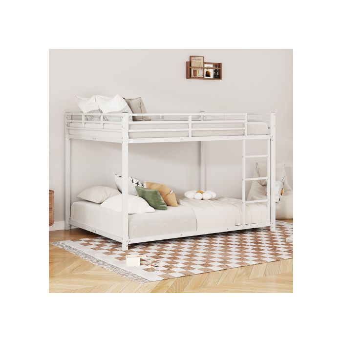 Lit superposé - MUVOE - 140x200 cm - Métal - Blanc - 2 places
