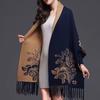Vintage Floral Embroidered Shawl Wrap Decorative & Warm for Casual Outings - Women's Thick Autumn/Winter Shawl with Sleeves