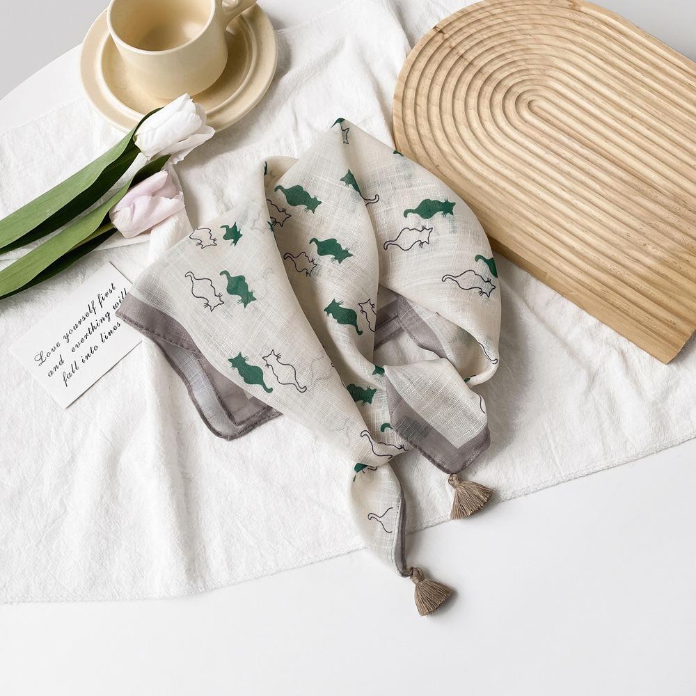 58 * 58 см Four Seasons Available New Fresh Baotou Towel Cashew Ароматный цвет Контрастный дышащий солнцезащитный шелковый шарф Легкий треугольный шарф