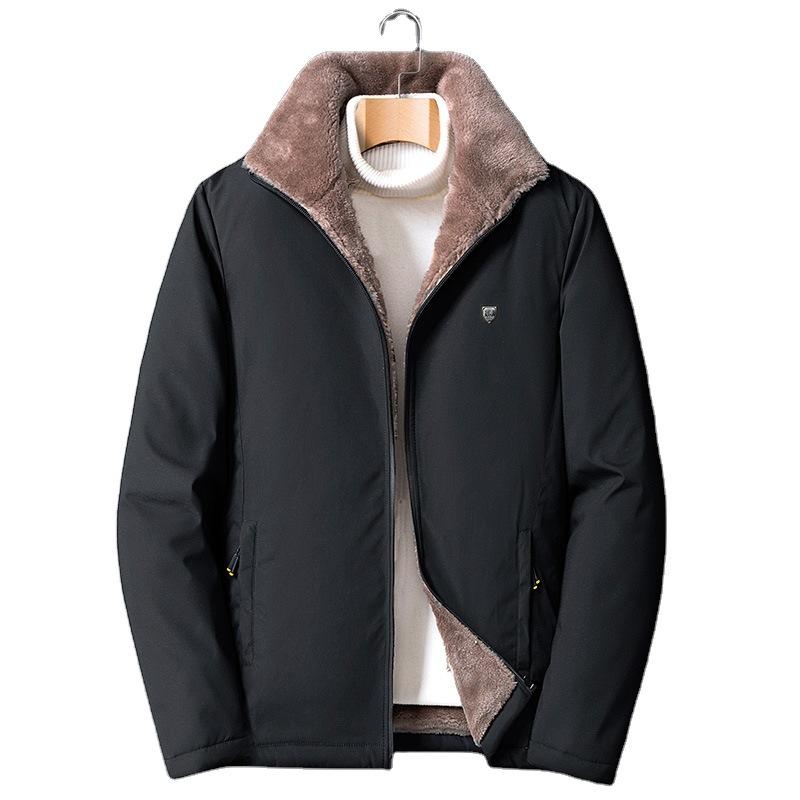 Мужские куртки плюс флисовая хлопковая ветрозащитная теплая куртка с воротником-стойкой