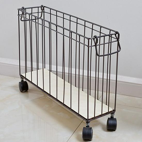 Nordic Style Iron Storage Basket with Wheels for Books, Snacks, Magazines, Yoga Mats & Sports Equipment