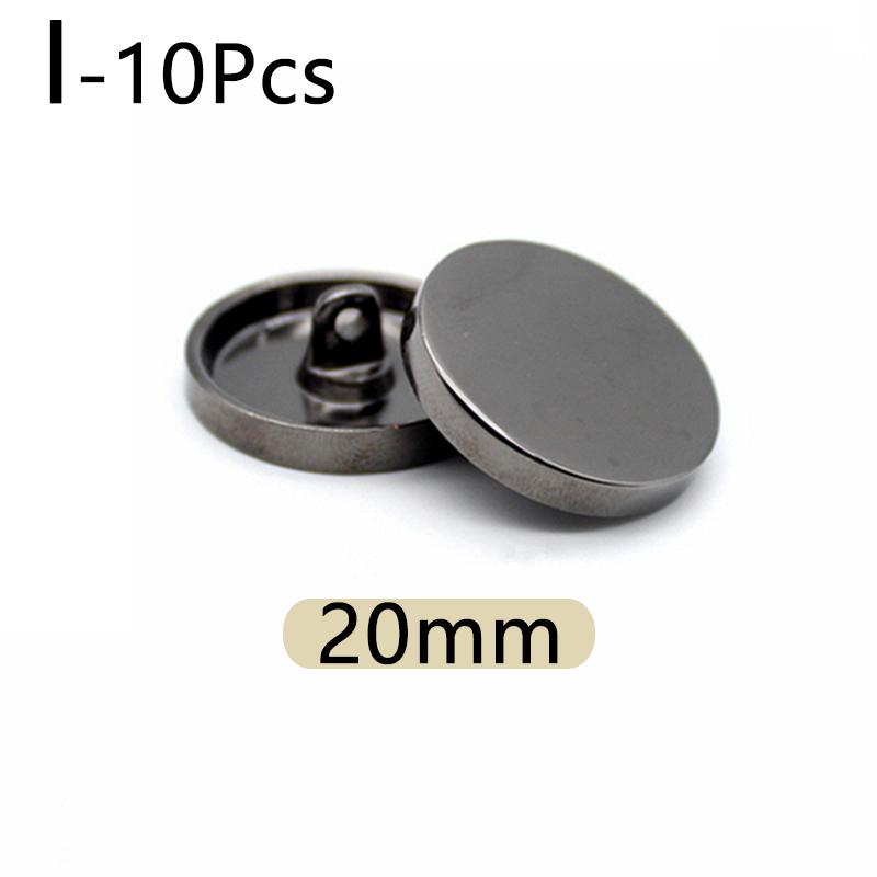 10pcs Shank Sewing Buttons Windbreaker Coat Shirt Button Metal Buttons Round Flat Shape