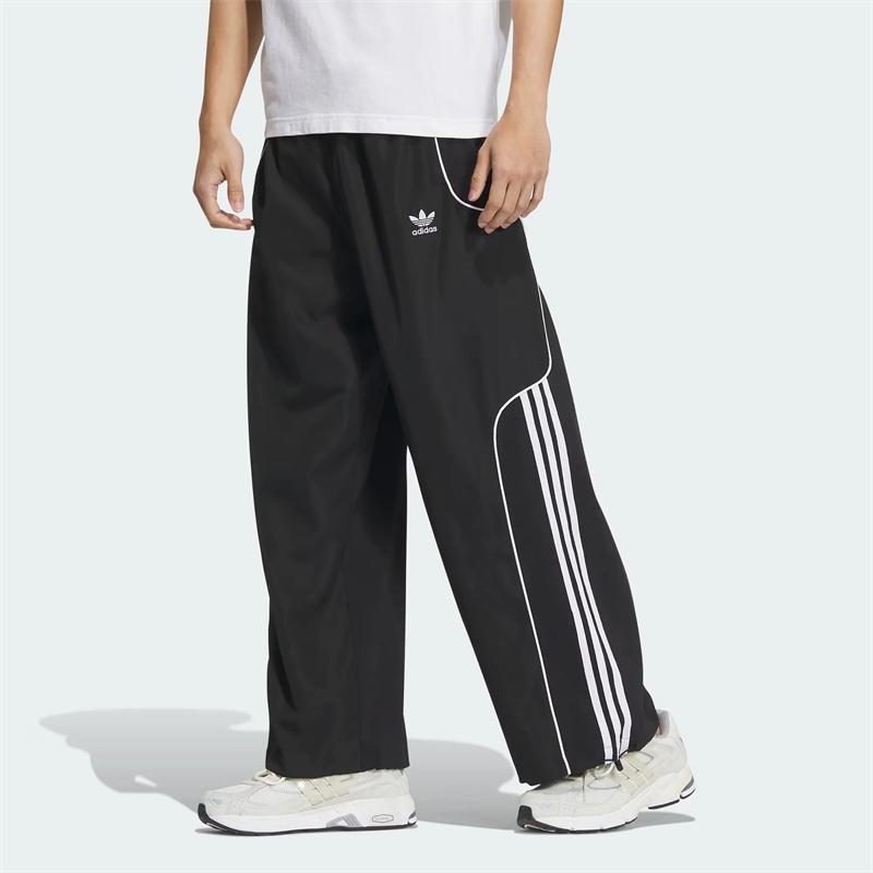 adidas Оригинальный универсальный костюм с молнией, воротником-стойкой и длинными рукавами, брюки со средней посадкой и завязками, повседневный спортивный костюм, унисекс, черный JW0110+JE3478