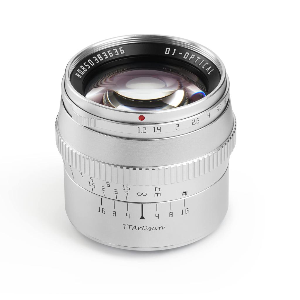 TTArtisan 50mm F1.2 APS-C Manual Focus Large Aperture Fixed Focus Lens Silver for Panasonic/Sigma/Leica L-Mount Cameras T TL TL2 CL FP