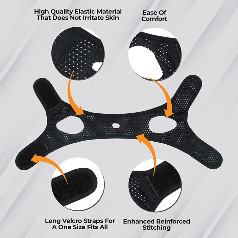 Ремешок для подбородка против храпа [модернизированный], эффективное средство от храпа, регулируемая и дышащая повязка на голову против храпа для мужчин и женщин, черная