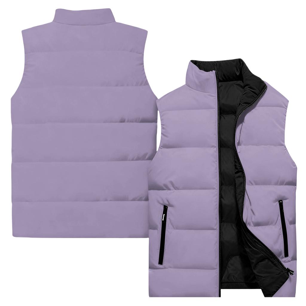 Men's Casual And Fashionable Sleeveless Vest, Solid-color Printed Cotton Jacket