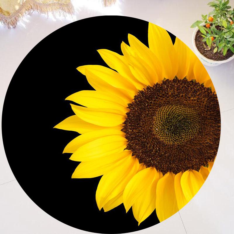 Chic You Are My Sunshine Подсолнух Круглый ковер Гостиная Спальня Современный цветочный ковер Напольный коврик Стул Дом