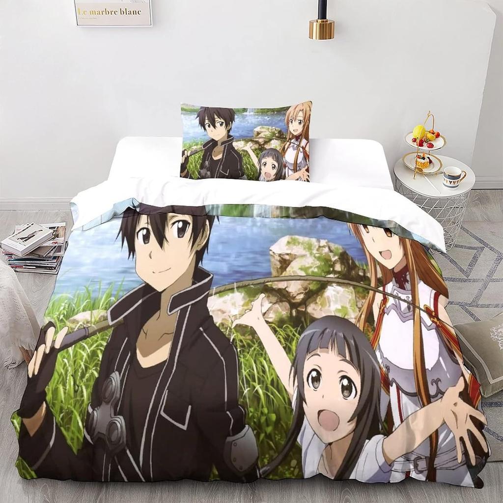 Аниме Sword Art Online Пододеяльник Наволочка Комплект постельного белья Взрослый Мальчик Девочка Украшение спальни Детский подарок Односпальный Двуспальный Размер