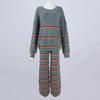 Women's 2 Piece Outfits For Women Oversized Striped Sweaters Sets