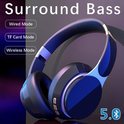 Складные беспроводные стереонаушники Bluetooth 5.0 с шумоподавлением, аудиогарнитура для спортивного музыкального плеера с HD-микрофоном, поддержка TF-карты