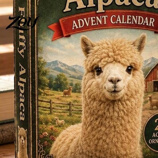 Interactive Unboxing Set Alpaca Advent Calendar 2026, 24-Day Christmas Countdown with 24 2D Acrylic Collectible Holiday Ornaments Ornaments,