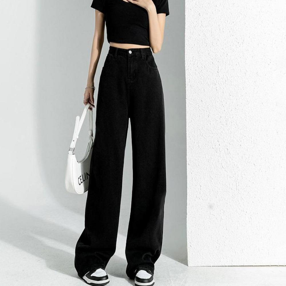 Simple Korean Version of High-waisted and Thin Wide-leg Jeans for Women's New Spring and Autumn Loose Personalized Floor-mopping Jeans