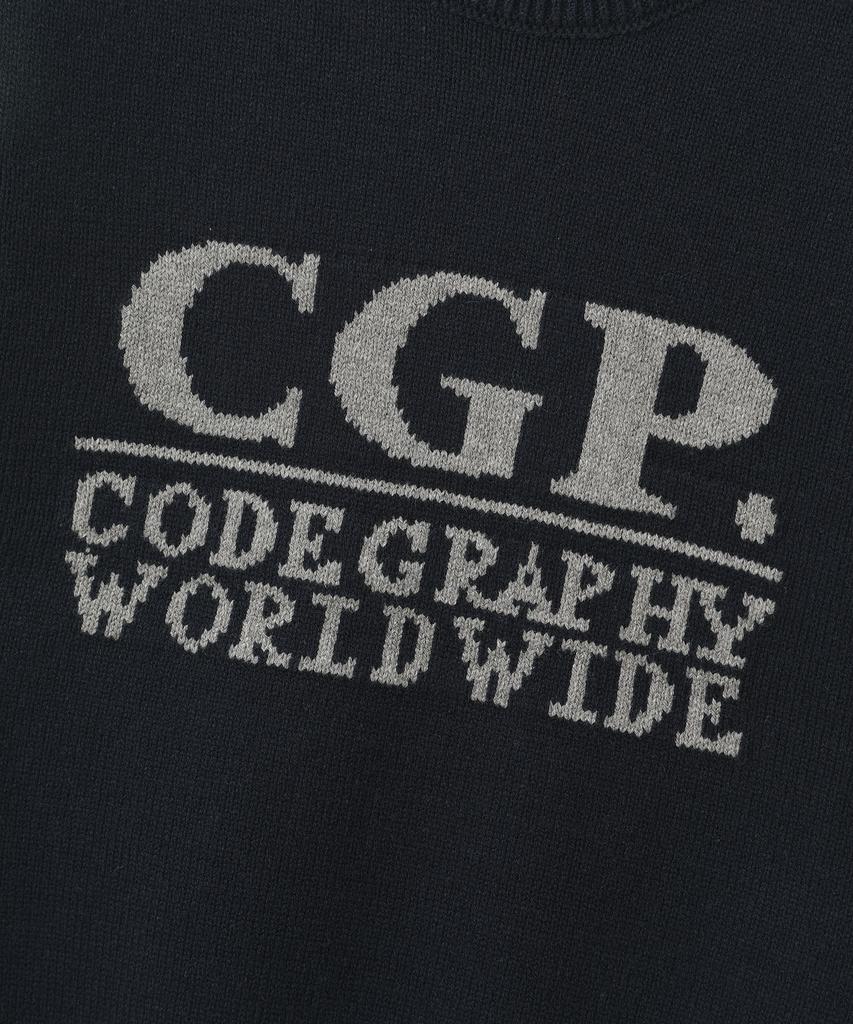 CGP (женщины) Квадратный логотип, короткий рукав, вязаный - Темно-синий