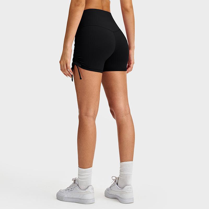 Sports tight shorts women's nude drawstring cycling pants high waist hip yoga three-point pants