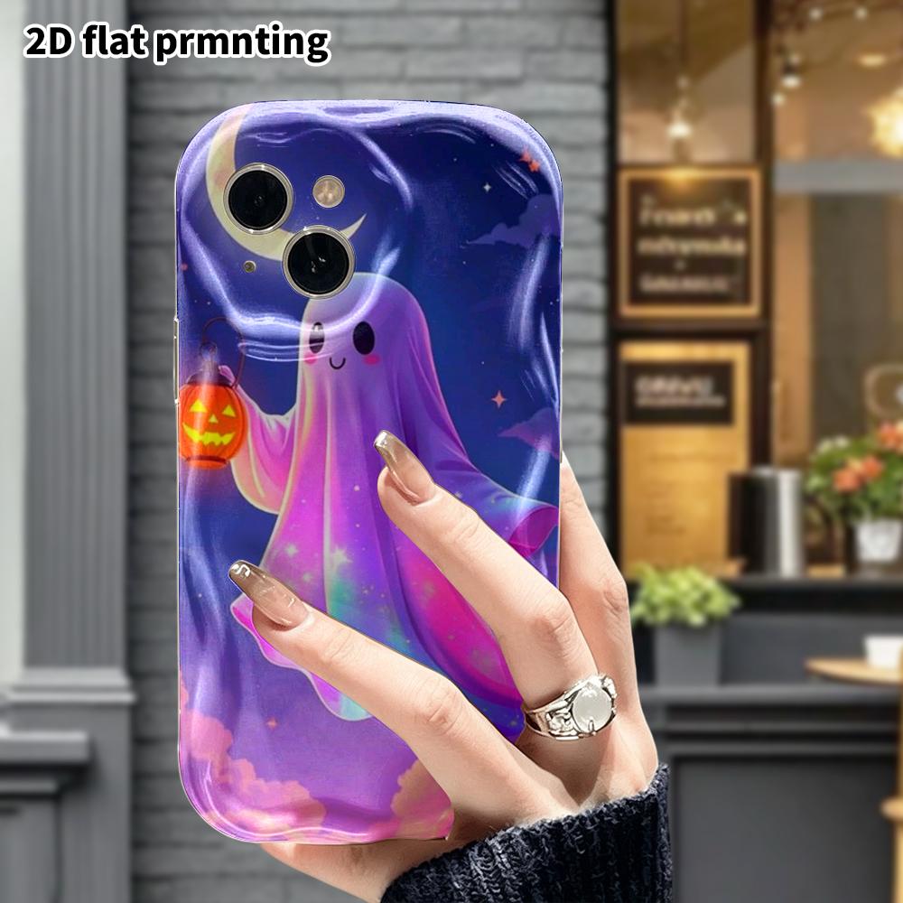Phone case: 2D flat, compatible with iPhone 12Pro, 13, 14, 15, 16, 17, 18 protective case, phone decoration, galaxy gradient ghost, perfect for Christ