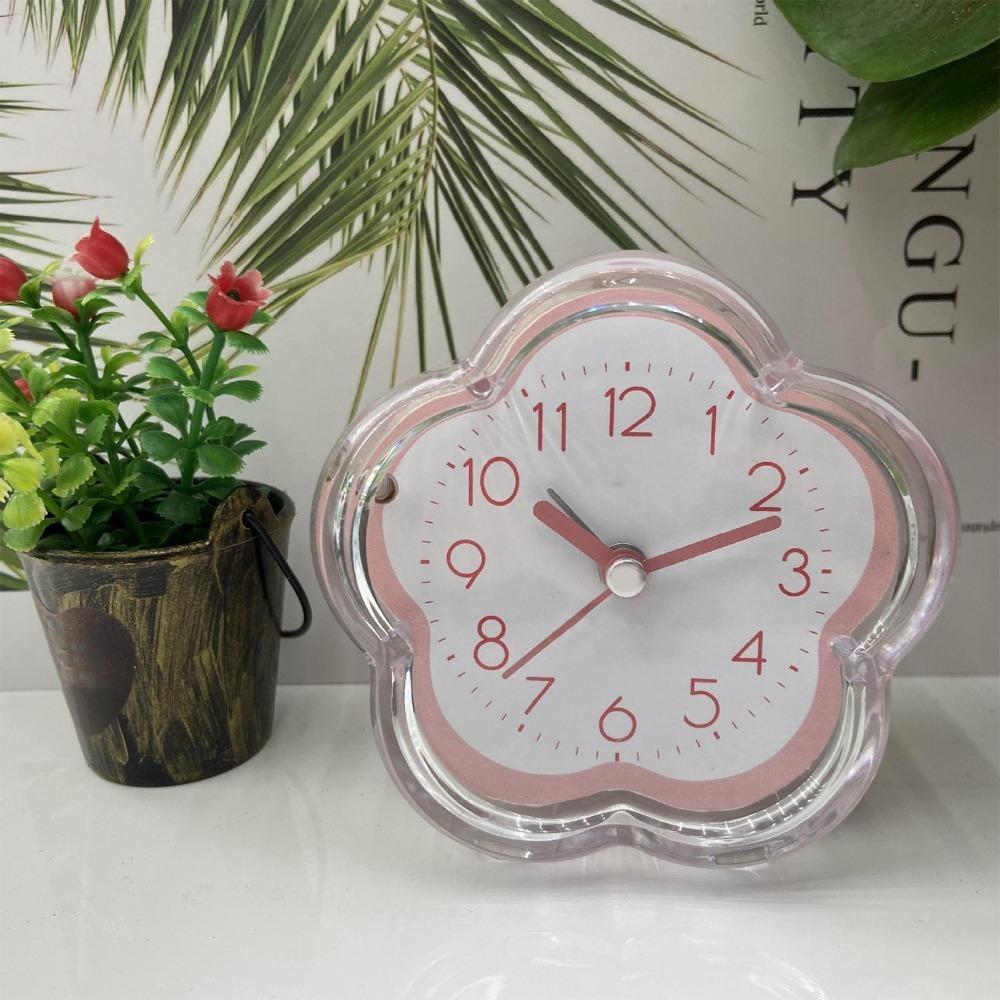 Transparent Shell Flower Alarm Clock Dopamine Tones Analog Alarm Clock Bedroom Decor