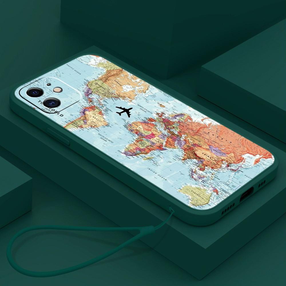 Samsung Galaxy A24 A54 A14 A34 для iPhone 11 12 13 14 15 Pro Max Xiaomi Redmi 13C Note 13 Huawei Straight Edge Мягкий чехол для телефона A29 Карта мира art