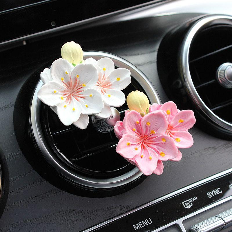 Ins-Style Summer Peach Blossom Cute Pink Air Conditioner Vent Clip Decoration Perfume Aroma Diffuser Stone