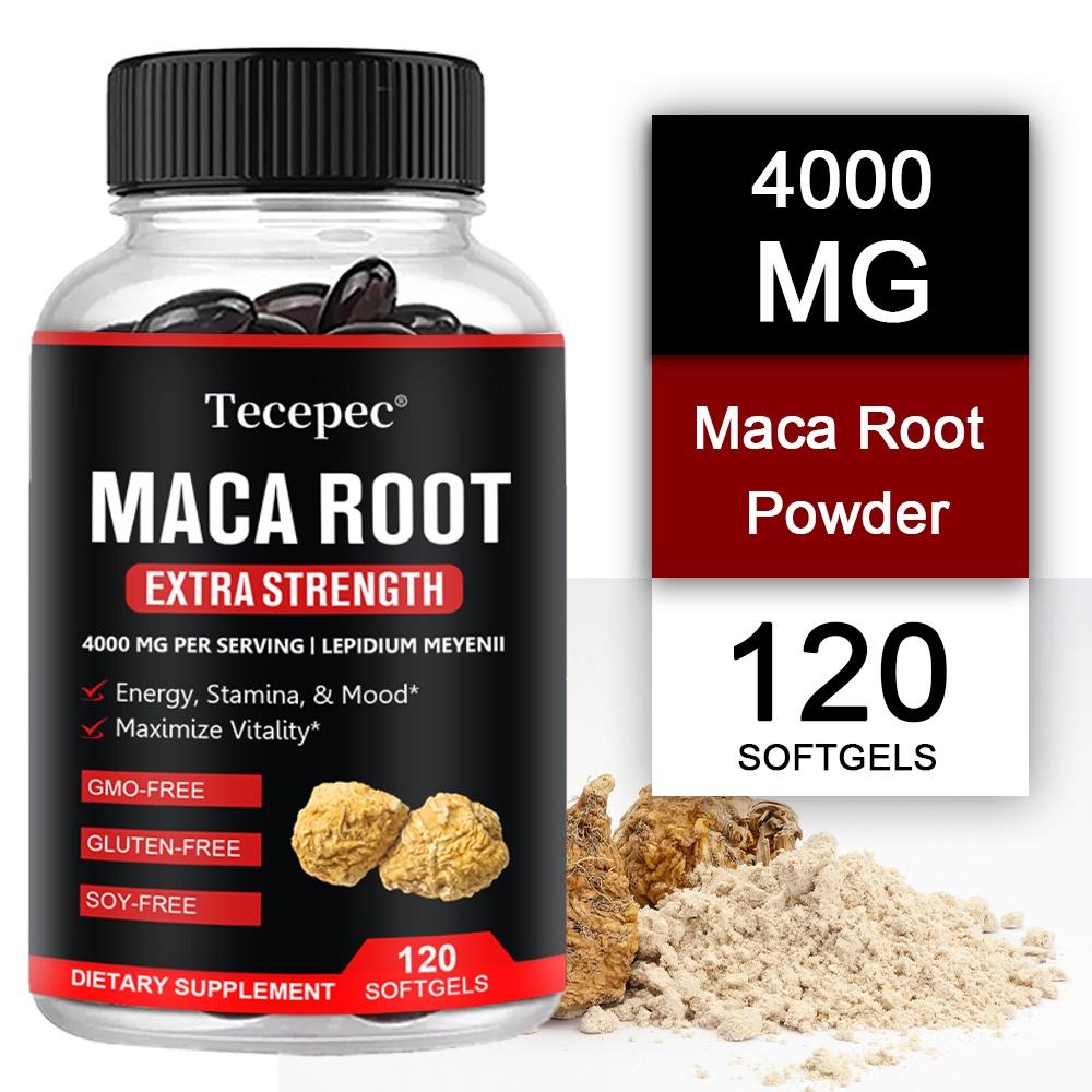 Tecepec Мака Экстра Сила 4000 мг Мягкие Капсулы, Lepidium Meyenii, Без ГМО, Без Глютена, Без Сои, 120 Мягких Капсул