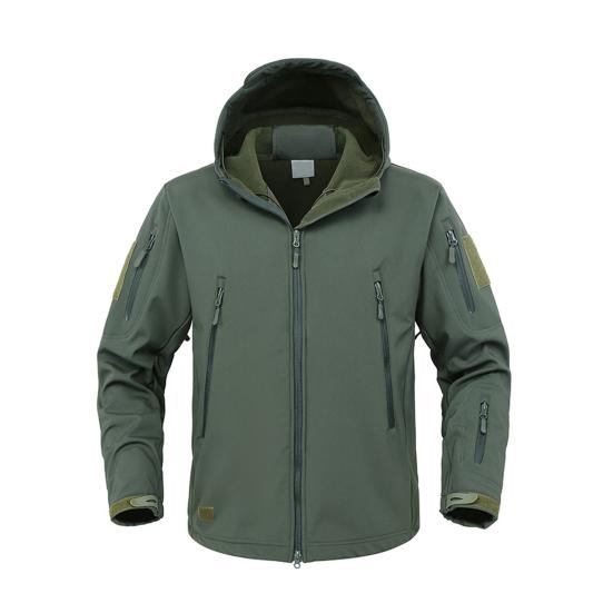 Men Jacket Hooded Long Sleeve Solid Color Jacket Coat with Multi Pockets Zipper